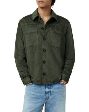 John Varvatos Mota Regular Fit Faux Suede Shirt Jacket - Green