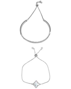 Adornia Set Of 2 Clover & Cuff Bracelets - White