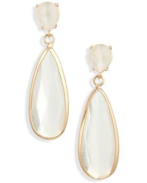 Cara Glass Drop Earrings - White