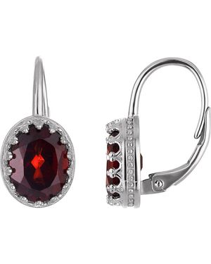 FZN Sterling Oval Gemstone Drop Earrings - Metallic