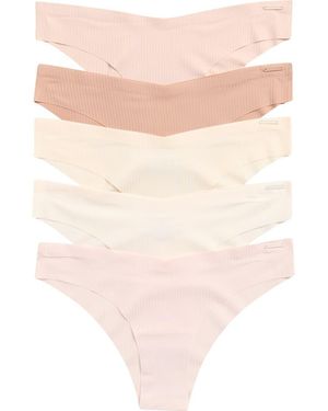 Danskin 5-Pack V-Waist Microfiber Tangas - Natural