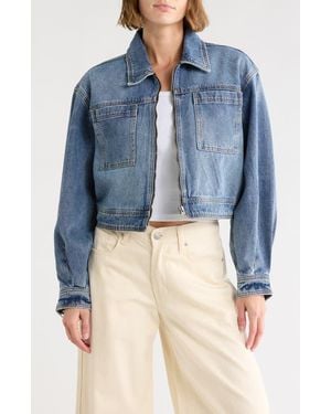 Current/Elliott Blouson Sleeve Crop Jacket - Blue
