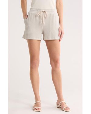 Bobeau Rib Drawstring Shorts - White
