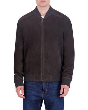 Cole Haan Suede Bomber Jacket - Blue