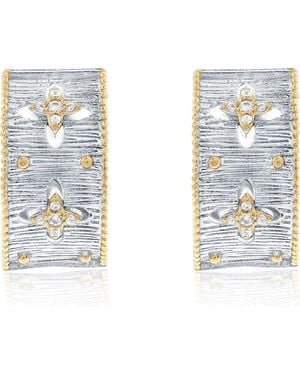 Suzy Levian Italian Florentine Cubic Zirconia Huggie Hoop Earrings - White