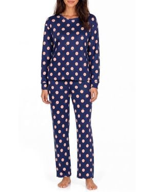 LOFT Soft Hacci Long Sleeve Henley Pajamas - Blue