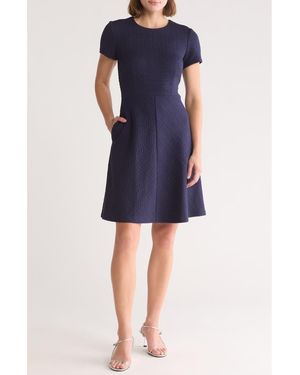 Eliza J Jewel Neck Fit-and-Flare Dress - Blue