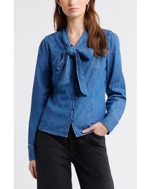 Treasure & Bond The Front Chambray Shirt - Blue