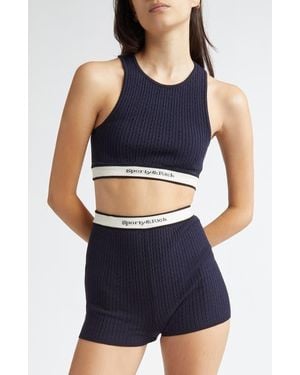 Sporty & Rich Cable-Knit Cropped Tank Top - Blue