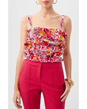 Trina Turk Acacia Tank Top - Melrose Botanical Print Split Sleeve Blouse - View #4