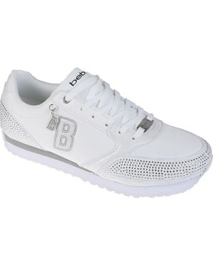 Bebe Embellished Varsity Low Top Sneaker - White