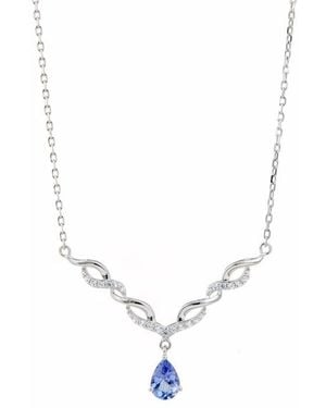 Savvy Cie Jewels Rhodium Plated Sterling Tanzanite & Zircon Pendant Necklace - Multicolor