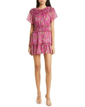 MISA Los Angles Siobahn Paisley Ruffle Dress - Red