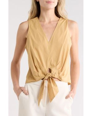 Ramy Brook Svetlana Tie Hem Sleeveless Crop Top - Natural