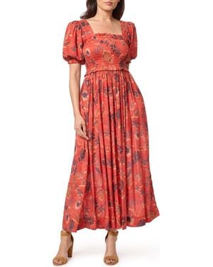 Scotch & Soda Geo Print Midi Dress - Red