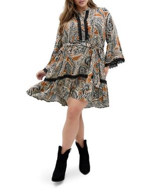 City Chic Camille Paisley Long Sleeve Dress - Multicolor