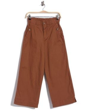Democracy Wide Leg Ankle Crop Pants - Brown