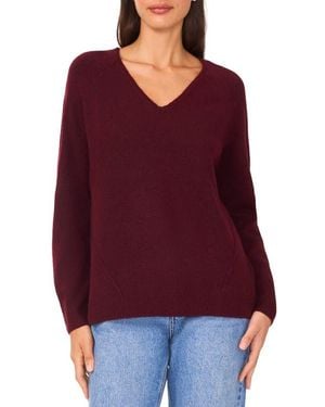Halogen® V-Neck Sweater - Red