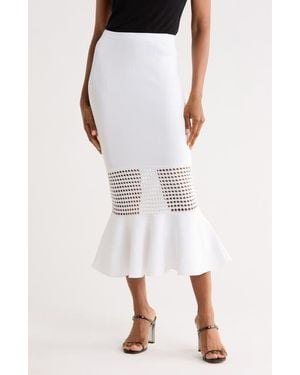 Diane von Furstenberg Georgia Eyelet Sweater Skirt - White