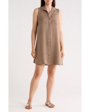 Beach Lunch Lounge Two Pocket Sleeveless Shirtdress - Natural