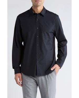 Vince Poplin Long Sleeve Classic Fit Button-Up Shirt - Blue
