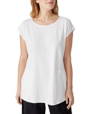 Eileen Fisher Jewel Neck Boxy Jersey Tunic - White