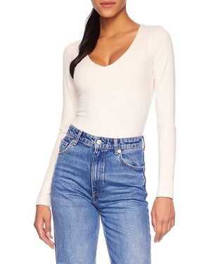 Susana Monaco Long Sleeve V-Neck Top - Blue