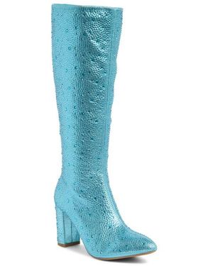 TOP GUY SHOES Martha Rhinestone Boot - Blue