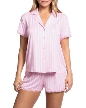 In Bloom Margaret Knit Shirt & Shorts Pajamas - Purple