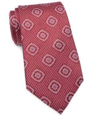 Duchamp Medallion Jacquard Silk Tie - Red