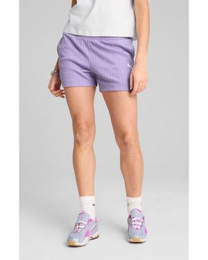 PUMA Closet Essentials Stripe Cotton Blend Shorts - Blue