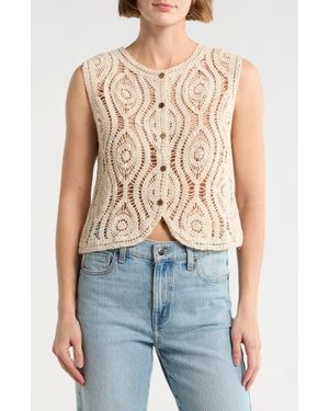 Forgotten Grace Button Front Onion Bulb Knit Top - Natural