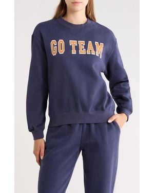 90 Degrees Varsity Vault Fleece Graphic Sweatshirt - Blue