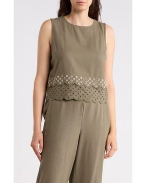 Ellen Tracy Eyelet Scallop Shell - Natural