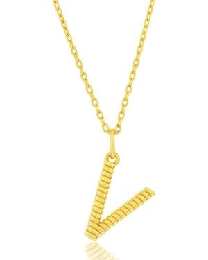 Simona Croissant Initial Pendant Necklace - Yellow