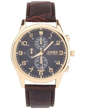 Jones New York Diamond Chronograph Croc Embossed Leather Strap Watch, 42Mm - Gray