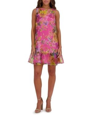Kensie Printed Organza Minidress - Red