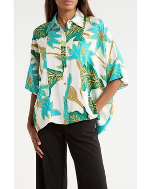 Diane von Furstenberg Diane Short Sleeve Woven Shirt - Blue