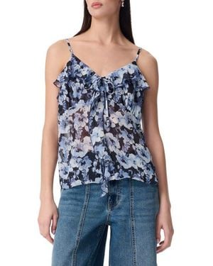 Robert Rodriguez Justine Cascading Ruffle Chiffon Camisole - Blue