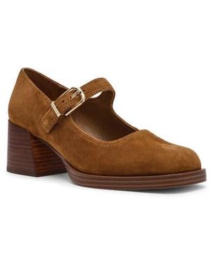 Steve Madden Lisbon-S Suede Block-Heel Mary-Jane Courts - Brown
