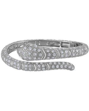 FZN Pavé Cubic Zirconia Snake Hinged Bracelet - White