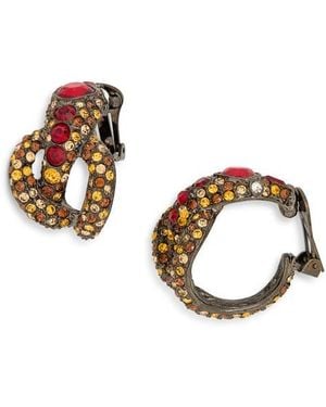 Kenneth Jay Lane Snake Crystal Stone Pavè Hoop Earrings - Metallic