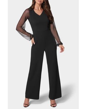 Bebe Mesh Long Sleeve Jumpsuit - Black