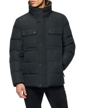 Marc New York Godwin Water Resistant Puffer Coat With Faux Fur Collar - Black