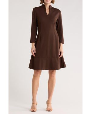 Ming Wang Deco Crepe Cocktail Dress - Red