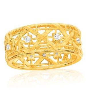 Suzy Levian Golden Helix Cutout Ring - Metallic