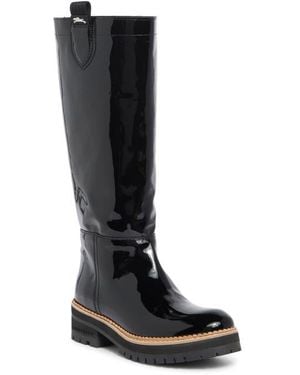 Longchamp Pull On Patent Leather Boot - Black