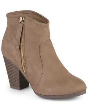 Journee Collection Link Round Toe Bootie - Brown
