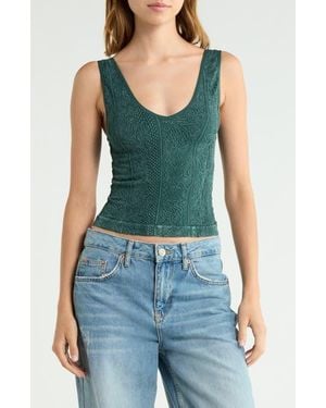 BDG Tapestry V-Neck Crop Tank - Blue