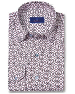 David Donahue Classic Fit Geometric Dress Shirt - Blue